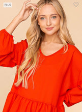 Load image into Gallery viewer, Rust V Neck Baby Doll Top

