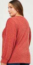 Load image into Gallery viewer, Rust Puff Sleeve Knit Top
