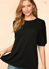 Load image into Gallery viewer, Black Puff Bubble Short Sleeve Top
