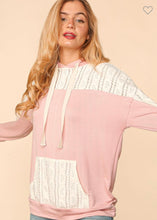 Load image into Gallery viewer, Cream and Blush Eyelet Detail Hoodie
