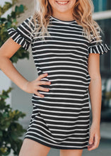 Load image into Gallery viewer, Black and White Striped Tshirt Dress
