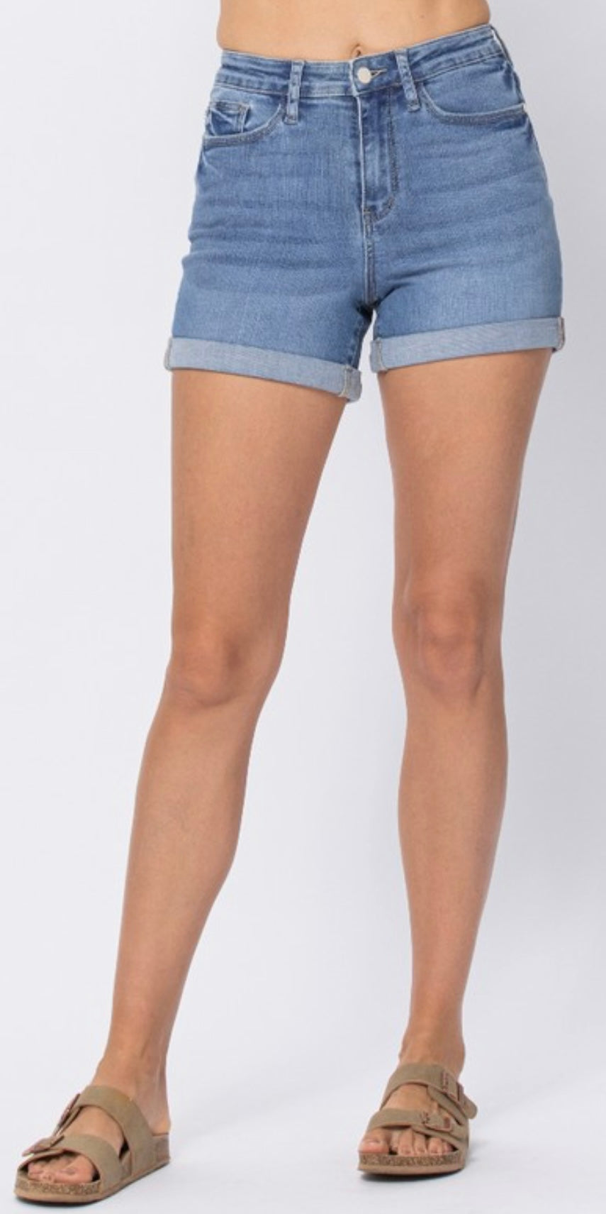 Judy Blue High Rise Open Seam Cuffed Shorts