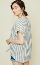 Load image into Gallery viewer, Stripe Linen Button Down Top
