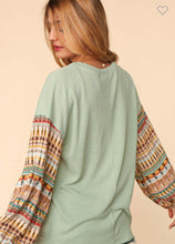 Load image into Gallery viewer, Sage Bohemian Ethnic Long Sleeve Top
