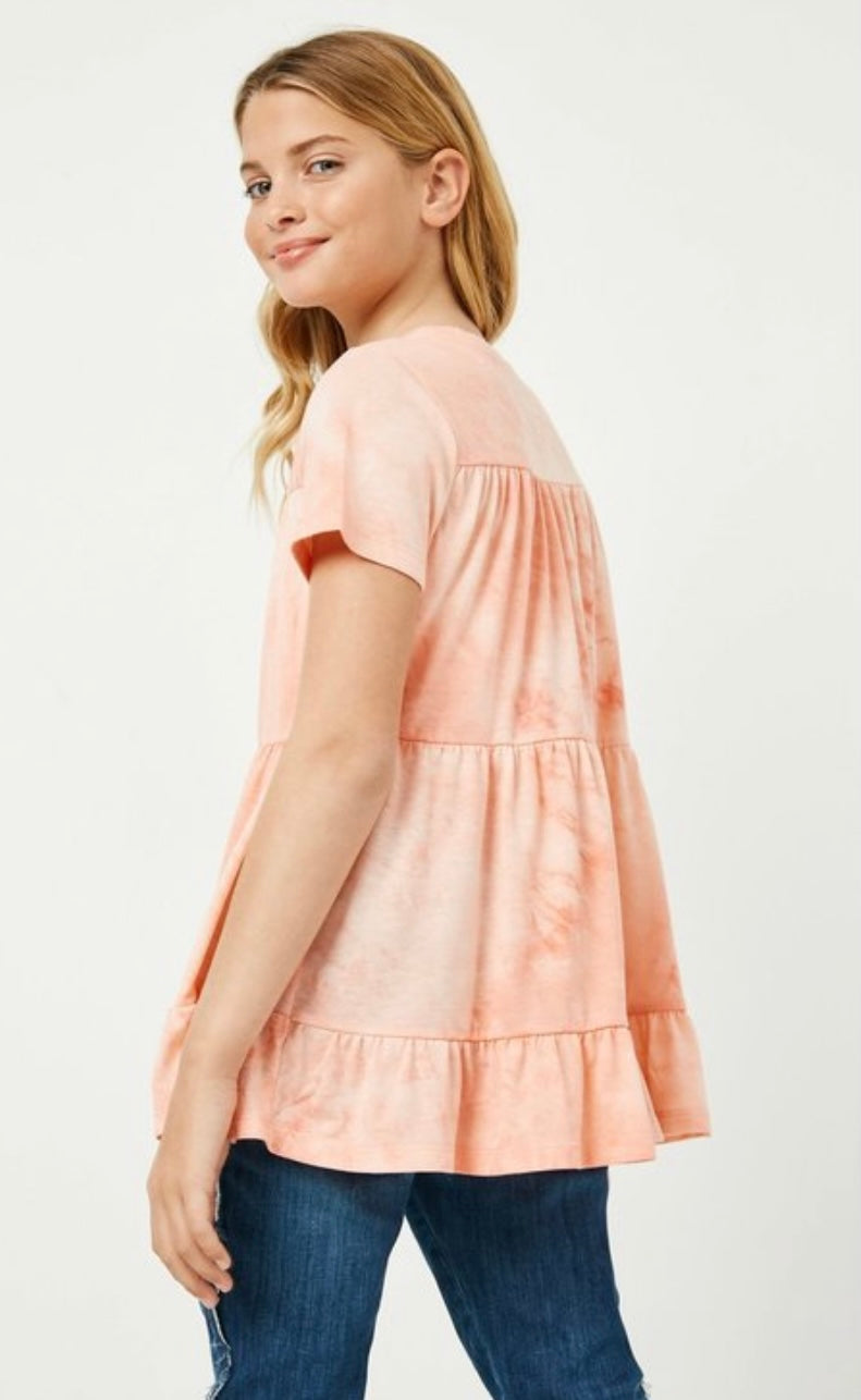 Girls Tie Dye Tiered Tee
